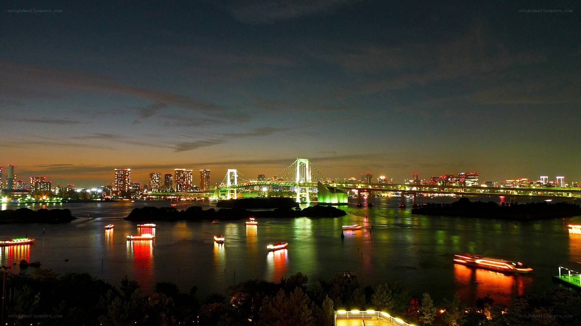 Tokyo Bay at night