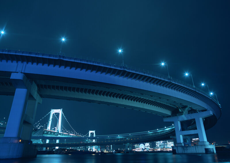 Tokyo Bay bridges at night