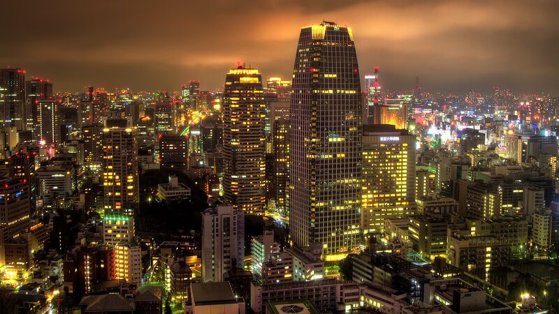 Tokyo city skyline at night