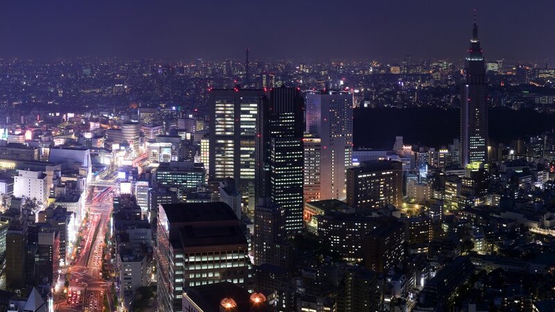 Tokyo City Skyline at Night — Black