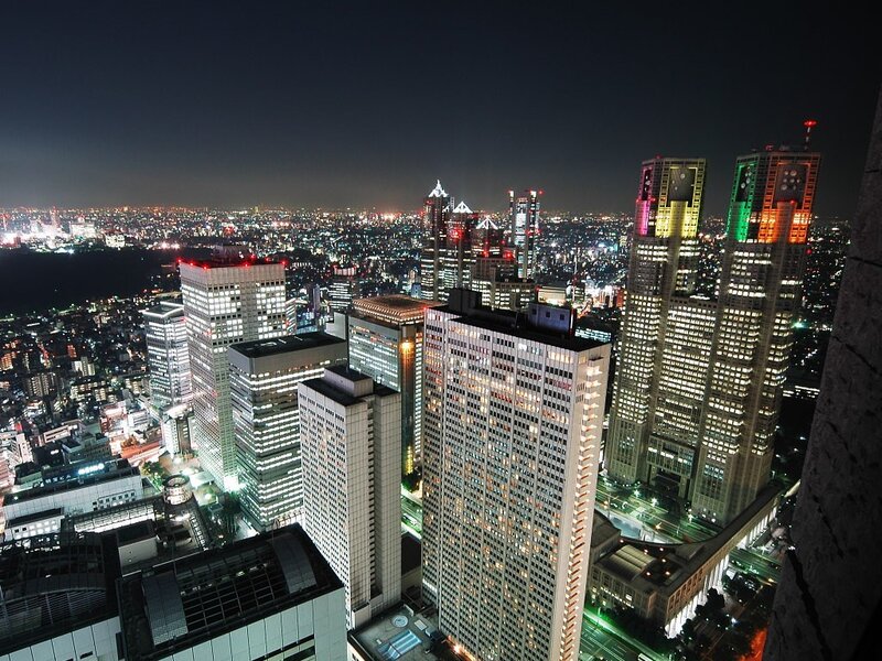 Tokyo City Skyline — Black, Dramatic, Night