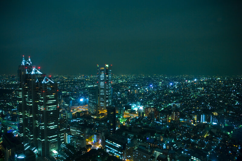 Tokyo City Skyline — Blue, Dark