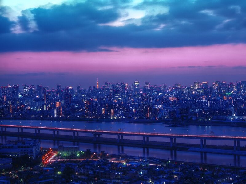 Tokyo City Skyline — Purple