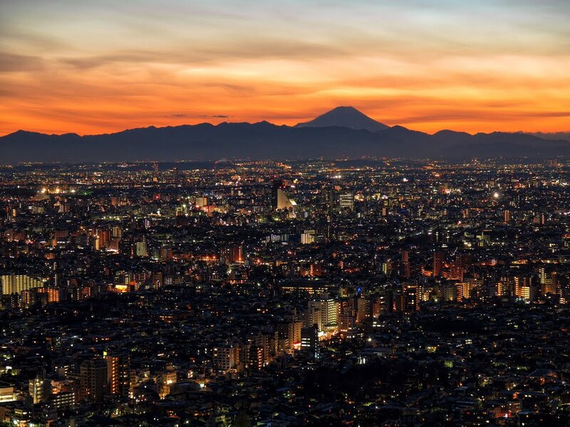 Tokyo Cityscape at Dusk — Orange
