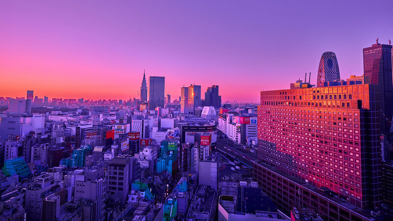 Tokyo Cityscape at Dusk — Purple