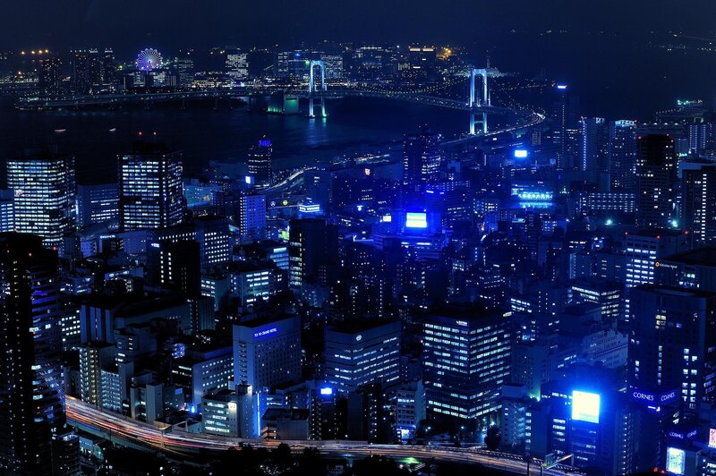 Tokyo Cityscape at Night — Blue, Dark