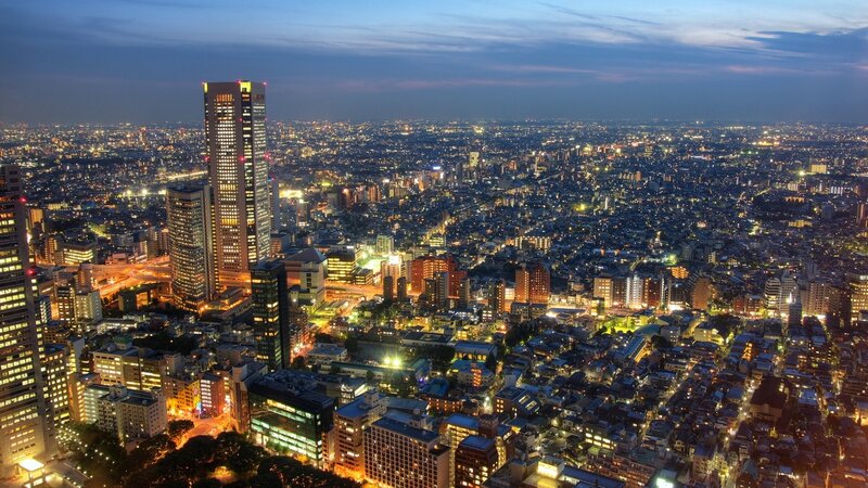 Tokyo Cityscape at Night — Blue, Dramatic, Photograph