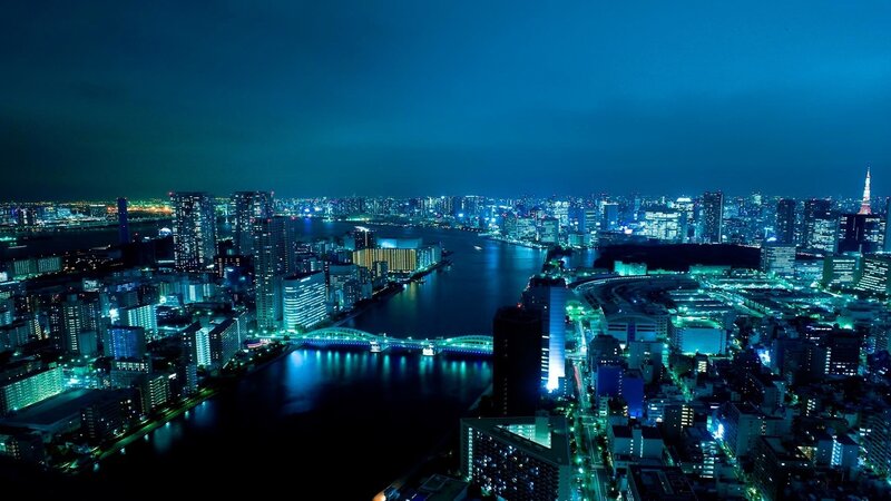 Tokyo Cityscape at Night — Blue, Serene
