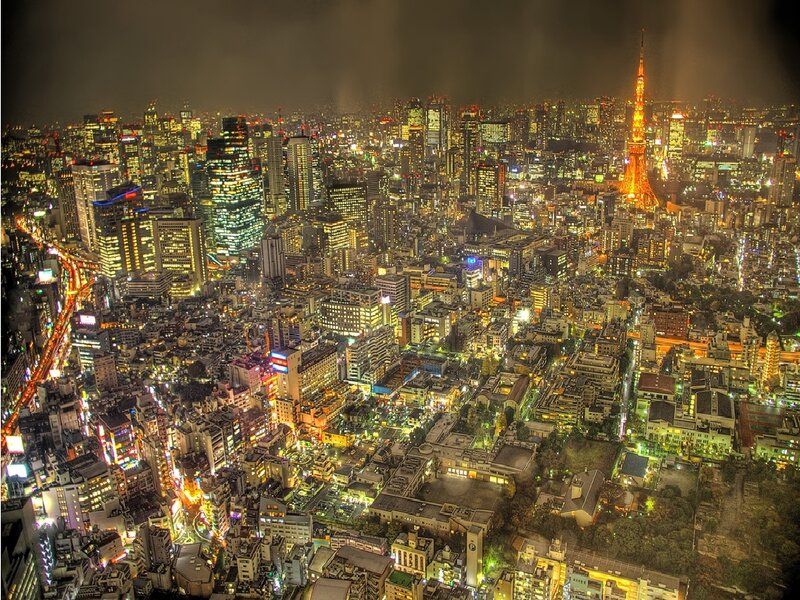 Tokyo Cityscape at Night — Yellow