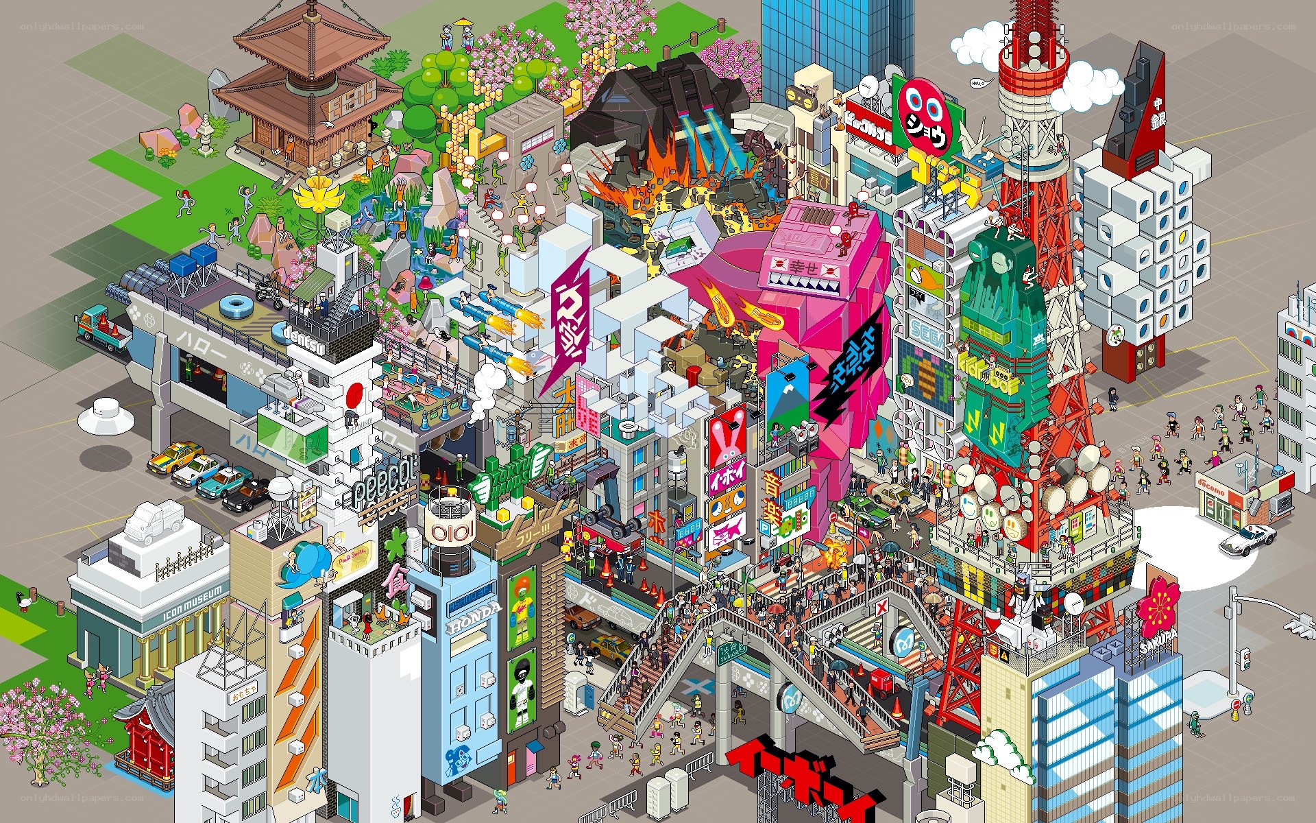 Tokyo cityscape in pixel art
