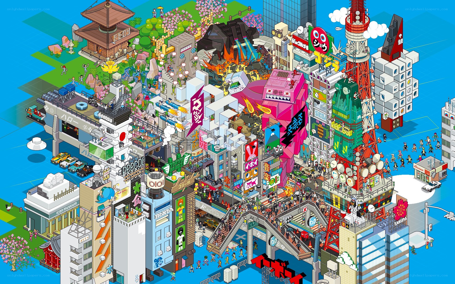Tokyo cityscape in pixel art