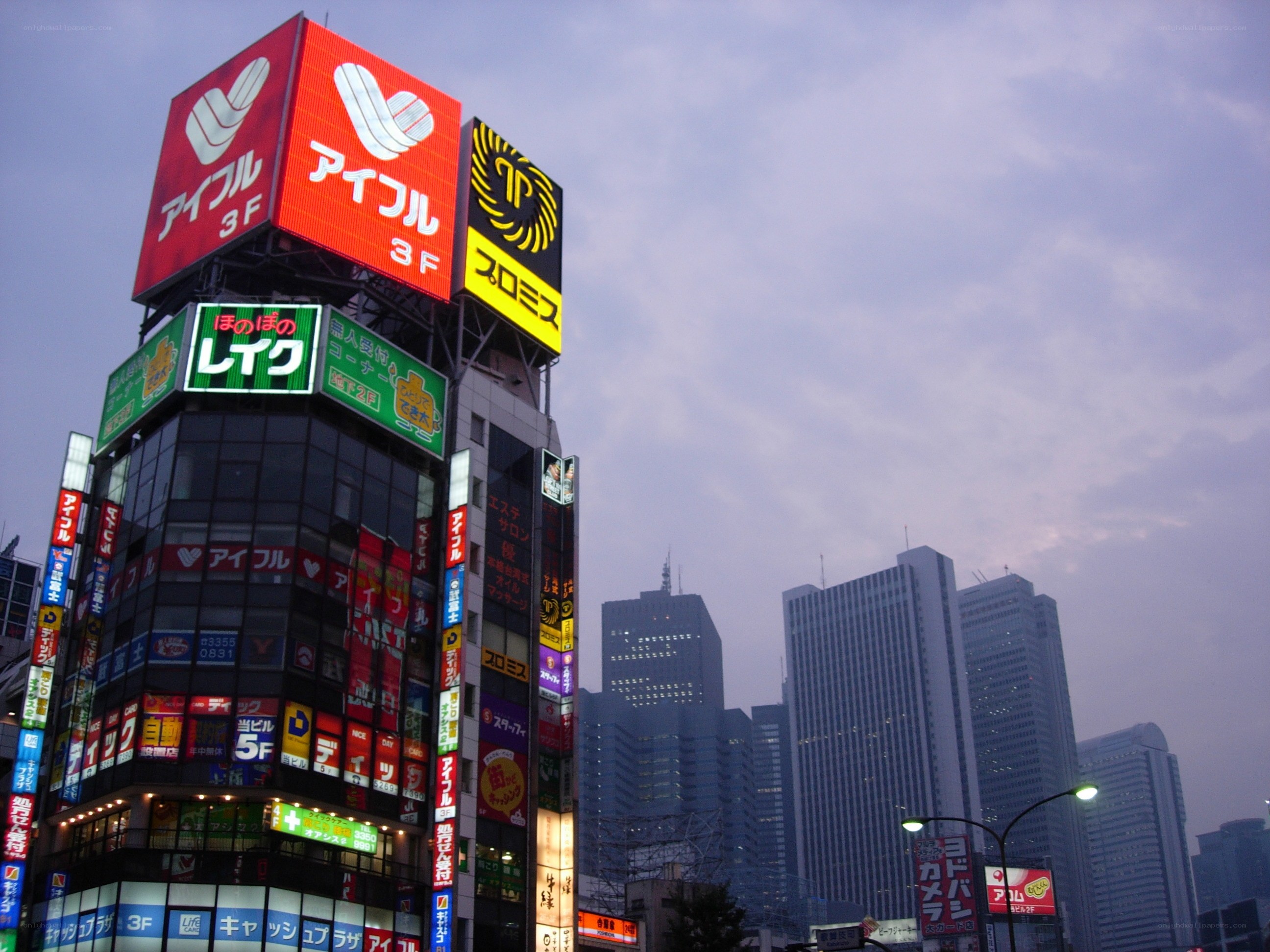 Tokyo cityscape with neon signs