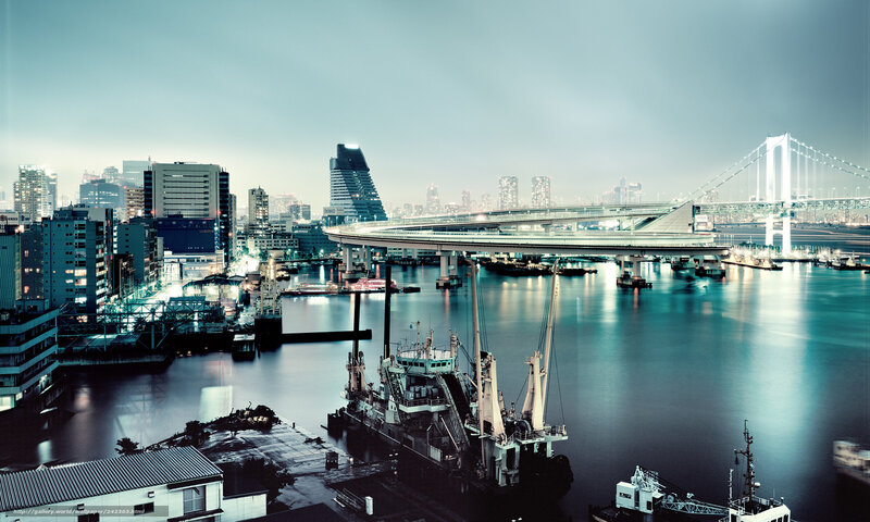 Tokyo Harbor at Dusk — Blue