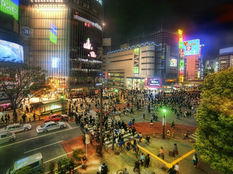 Tokyo's bustling night intersection