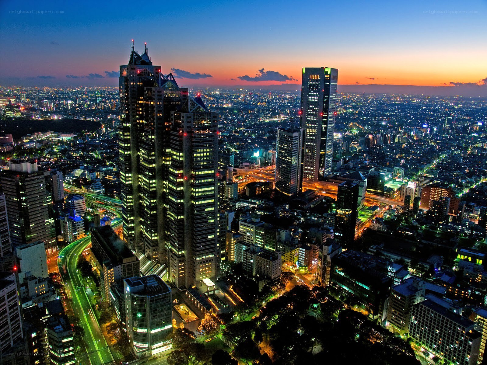Tokyo skyline at dusk