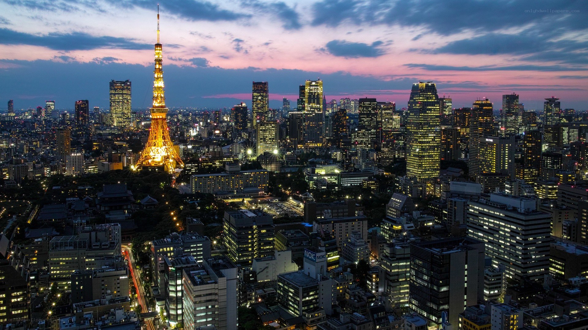 Tokyo skyline at dusk