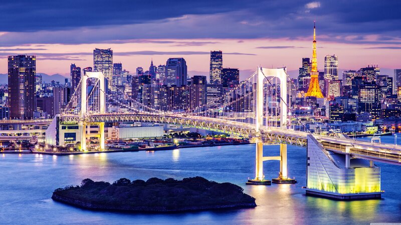 Tokyo Skyline at Dusk — Blue, Dramatic, Sunset, Photograph