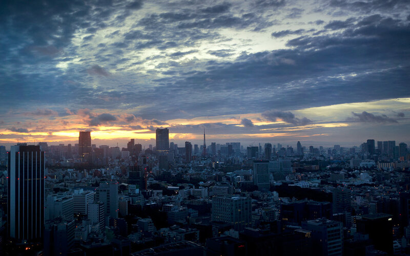 Tokyo Skyline at Dusk — Blue, Dramatic, Sunset