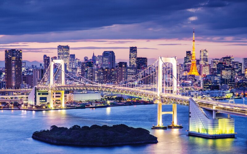 Tokyo Skyline at Dusk — Blue, Dramatic