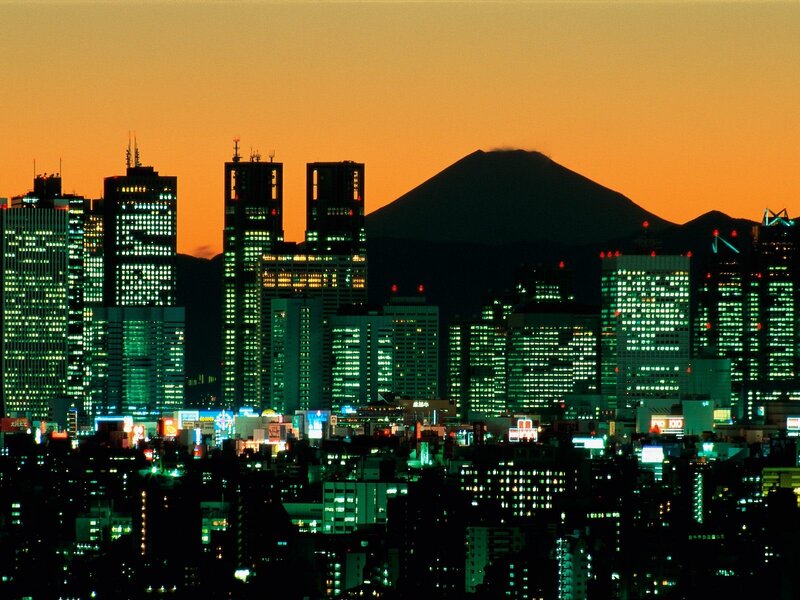 Tokyo Skyline at Dusk — Orange, Dramatic