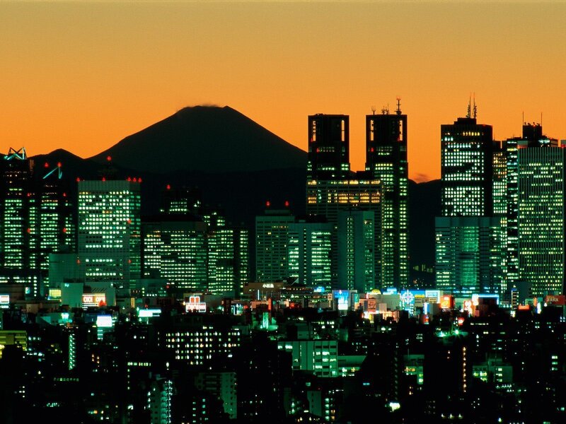 Tokyo Skyline at Dusk — Orange