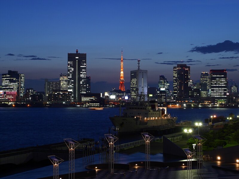 Tokyo Skyline at Night — Blue, Serene, Photograph, Skyscraper