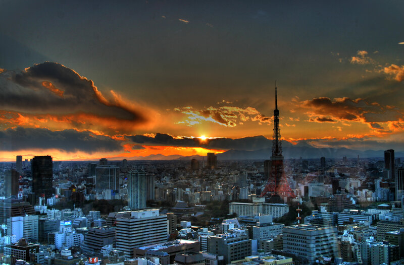 Tokyo skyline at sunset