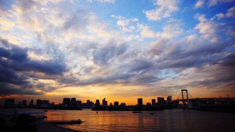 Tokyo Skyline at Sunset — Blue, Dramatic, Photograph, Cityscape