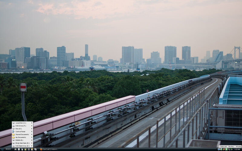 Tokyo skyline from elevated train