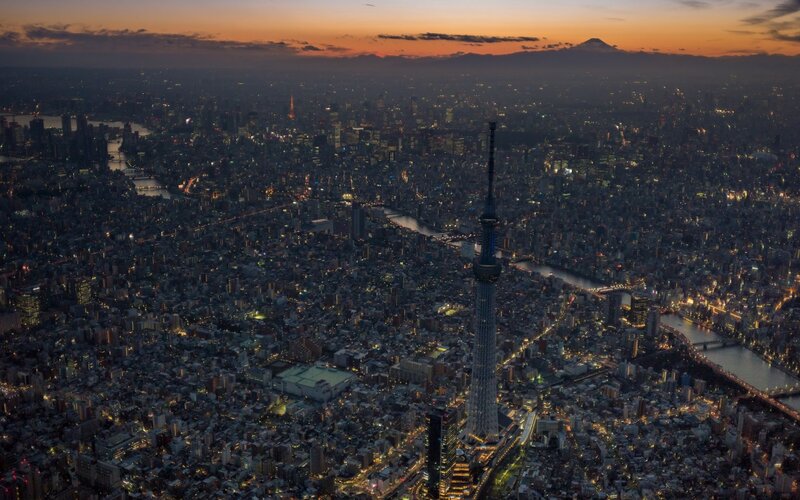 Tokyo Skytree at Dusk — Orange