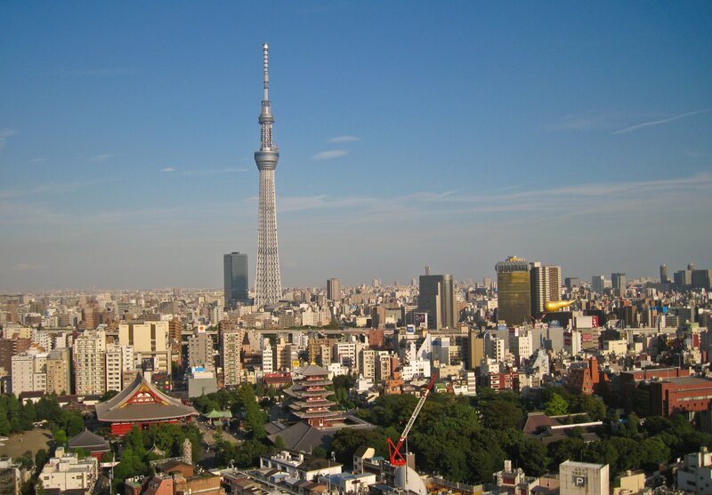 Tokyo Skytree Tower — Blue, Serene, Afternoon, Photograph, Cityscape