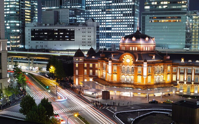 Tokyo Station at Night — Orange