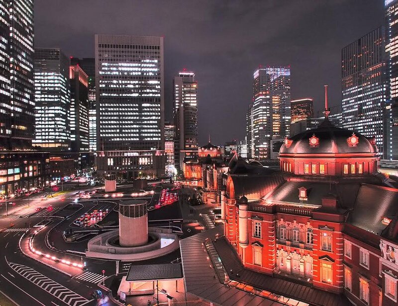 Tokyo Station at Night — Red