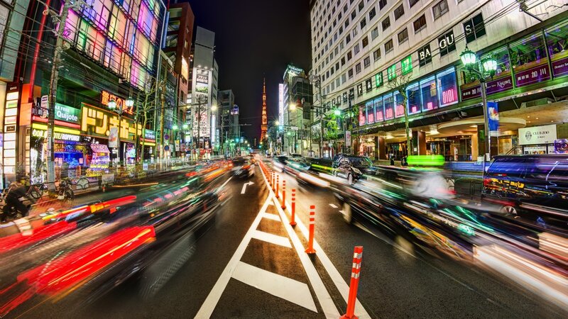 Tokyo Street at Night — Black
