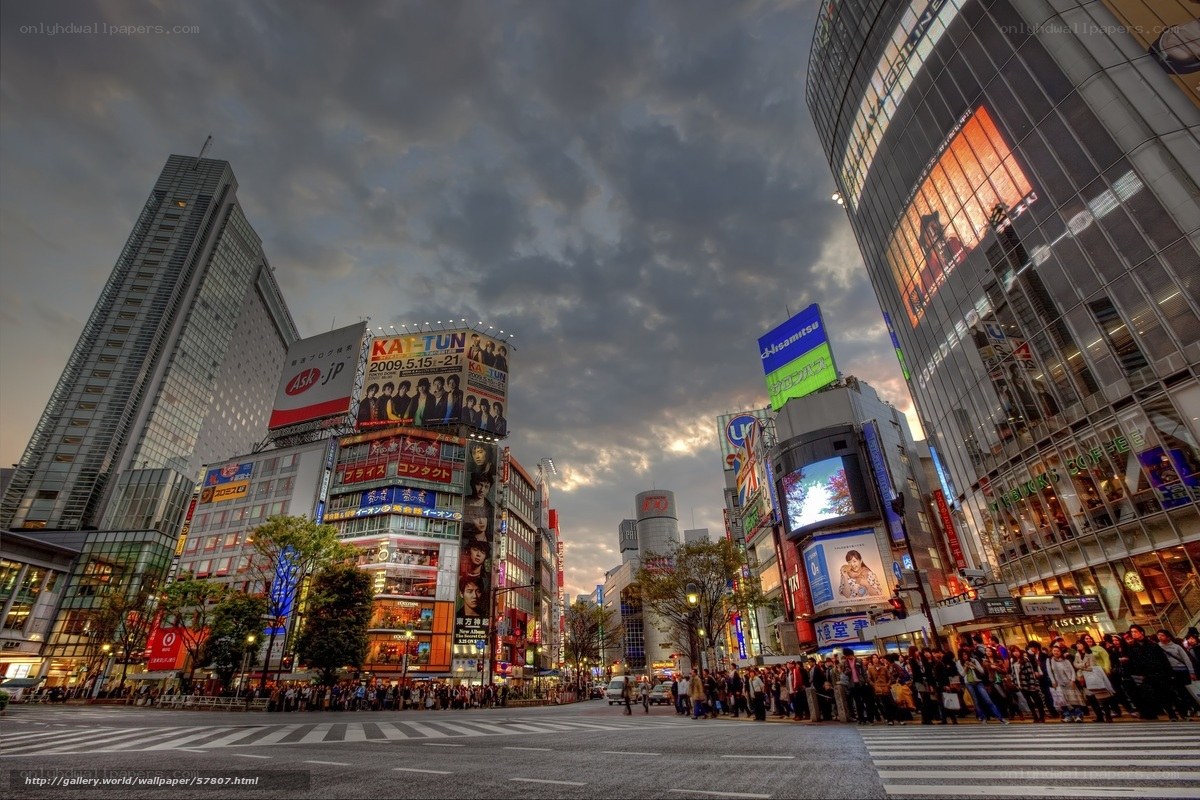 Tokyo street scene at dusk