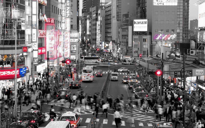 Tokyo street scene at night