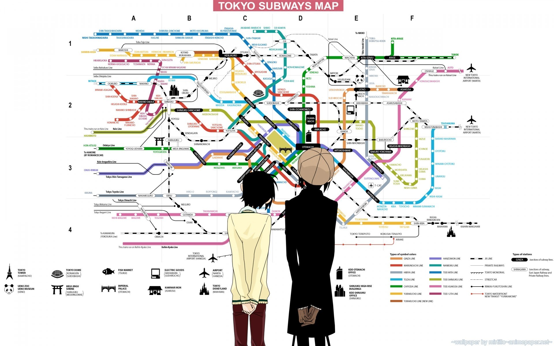 Tokyo Subway Map with Anime Characters