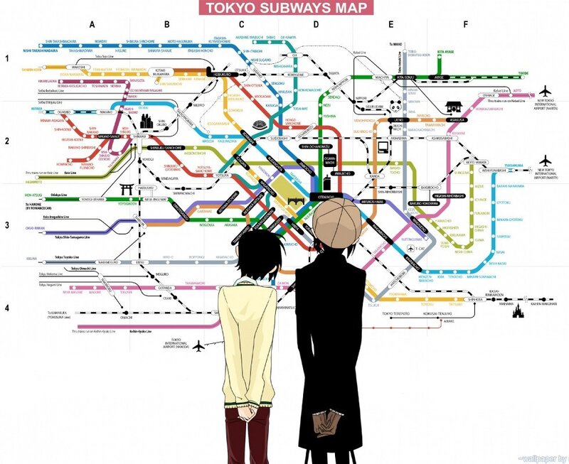 Tokyo Subway Map with Anime Characters