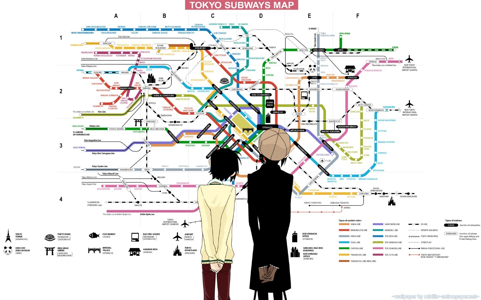 Tokyo Subway Map with Anime Characters
