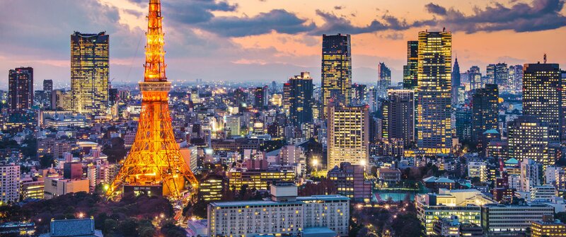 Tokyo Tower at Dusk — Orange, Dramatic, Sunset, Photograph
