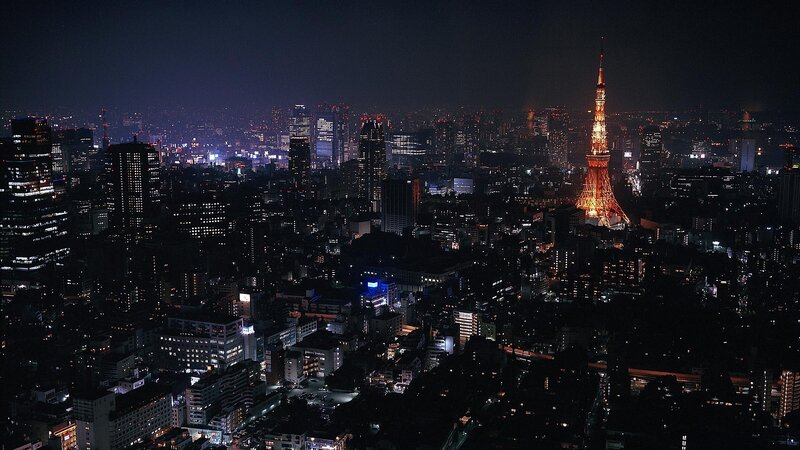 Tokyo Tower at Night — Black, Dark, Photograph, Cityscape, Skyscrapers, Buildings