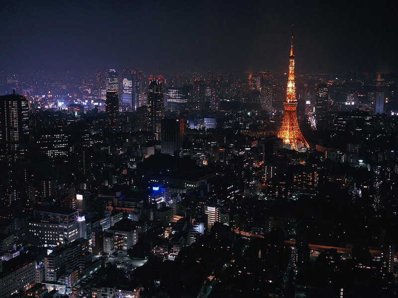 Tokyo Tower at Night — Black, Dark, Photograph