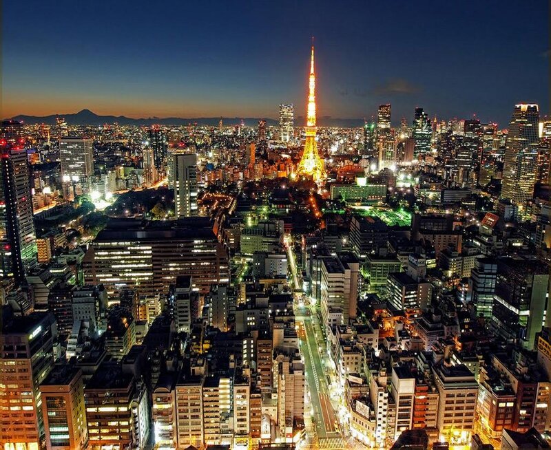Tokyo Tower at Night — Black, Dramatic, Photograph, Cityscape, Buildings