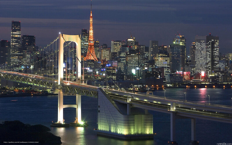 Tokyo Tower at Night — Blue, Dramatic, Photograph, Bridge