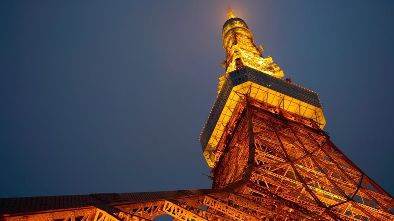 Tokyo Tower at Night — Blue, Dramatic, Photograph, Sky