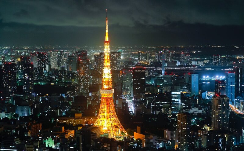 Tokyo Tower at Night — Orange, Dramatic, Photograph