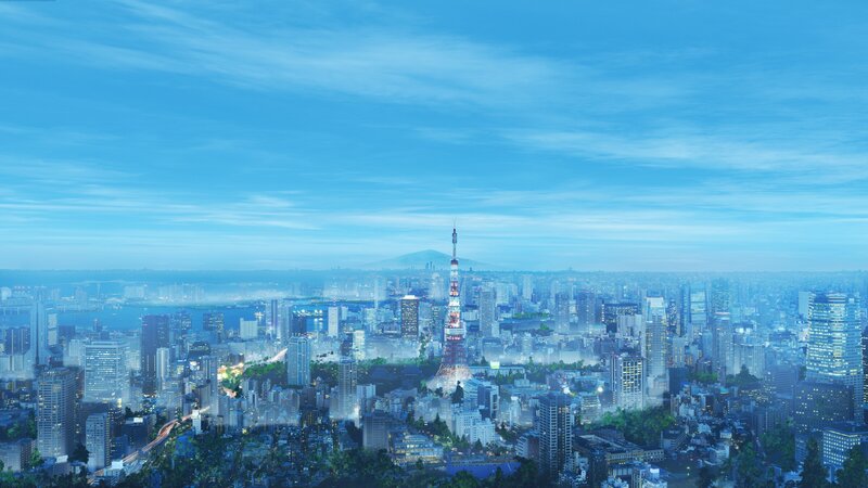 Tokyo Tower Cityscape — Blue