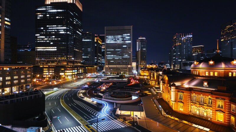 Tokyo Train Station at Night — Black