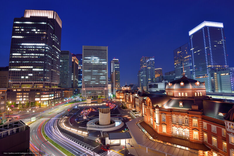 Tokyo Train Station at Night — Blue