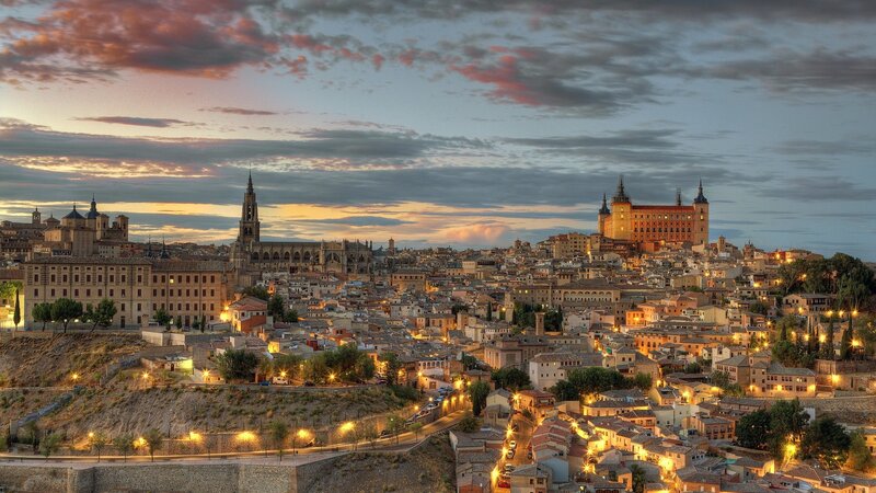 Toledo Cityscape at Dusk — Orange, Dramatic, Sunset